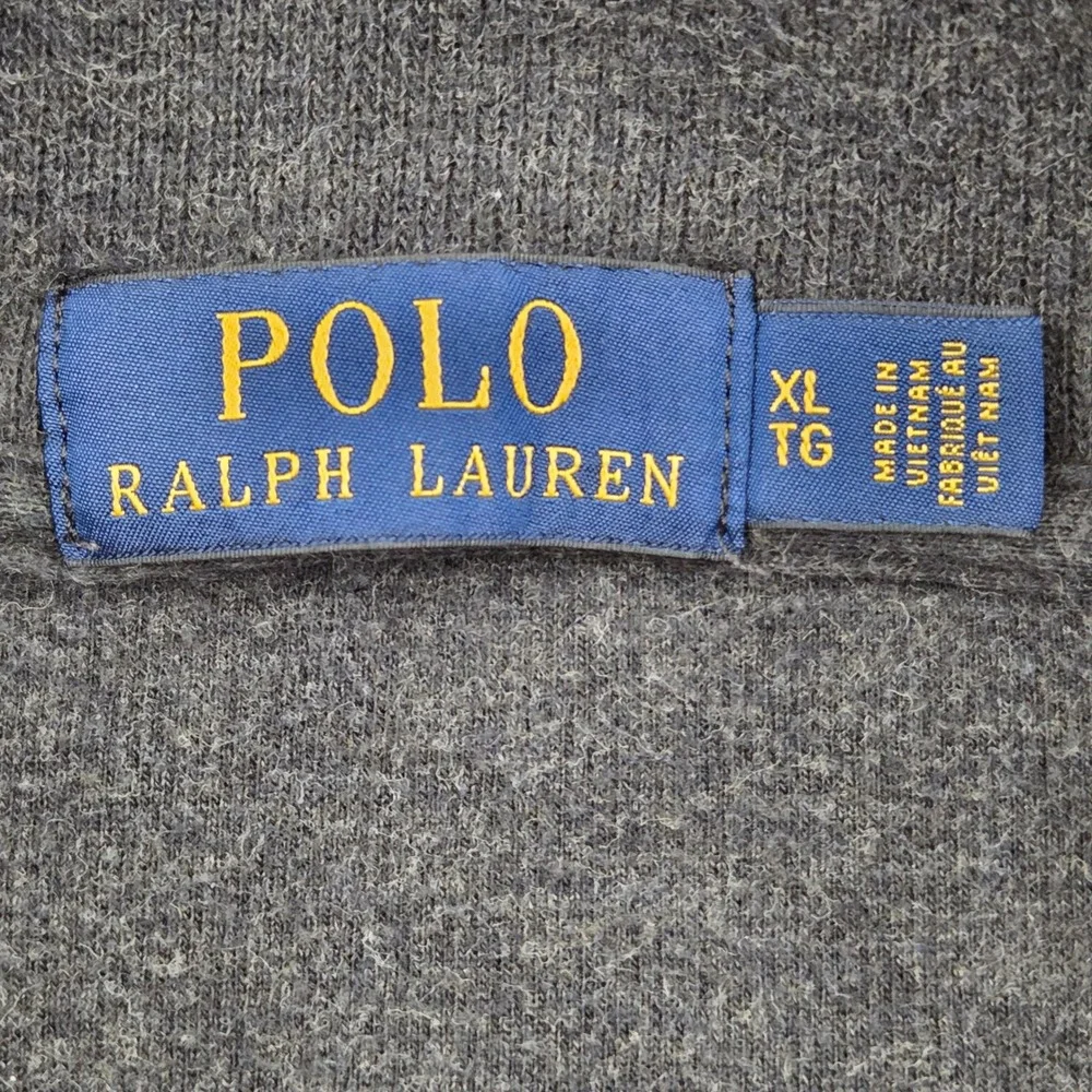 Polo Ralph Lauren 1/4 Zip Pullover Sweater 100% Cotton‎ Charcoal Gray Mens XL